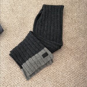 COACH Ribbed Knit Scarf in Dark Gray and Light Gray